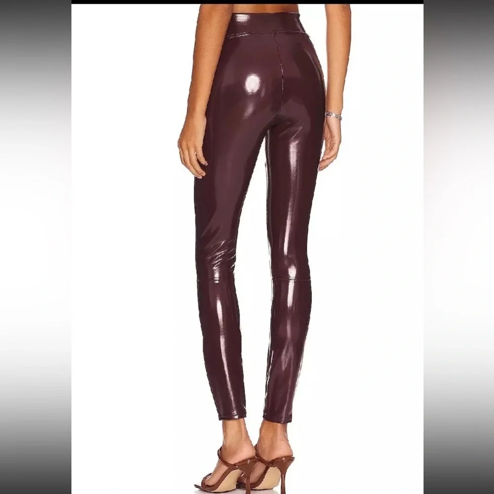 SPANX Faux Patent Leather Liquid Gloss Leggings Pants Ruby Size Medium NEW - Picture 4 of 14